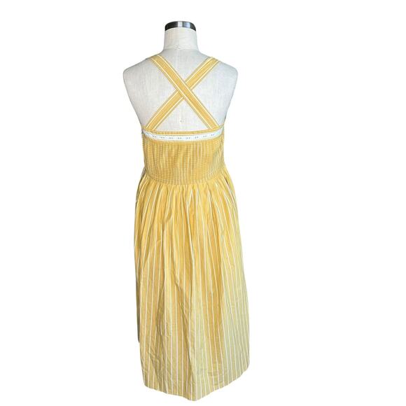THE GREAT The Laurel Pinstripe Midi Dress Women's Size 2 US Size Medium Sunshine - Picture 4 of 10